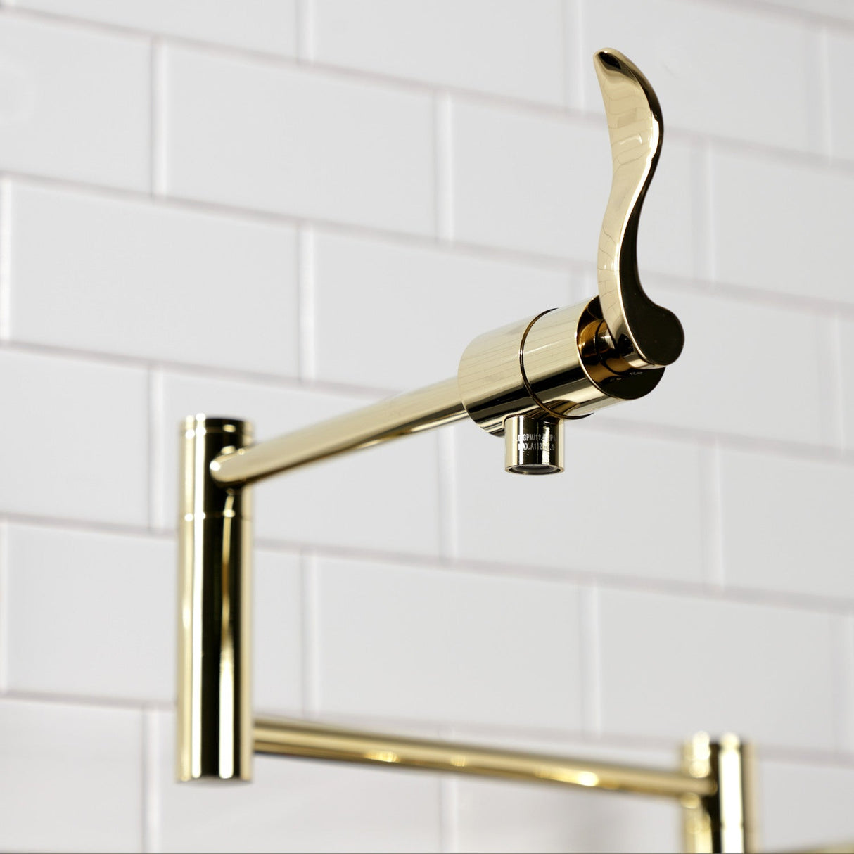 NuWave KS4702DFL Single-Hole Deck Mount Pot Filler, Polished Brass