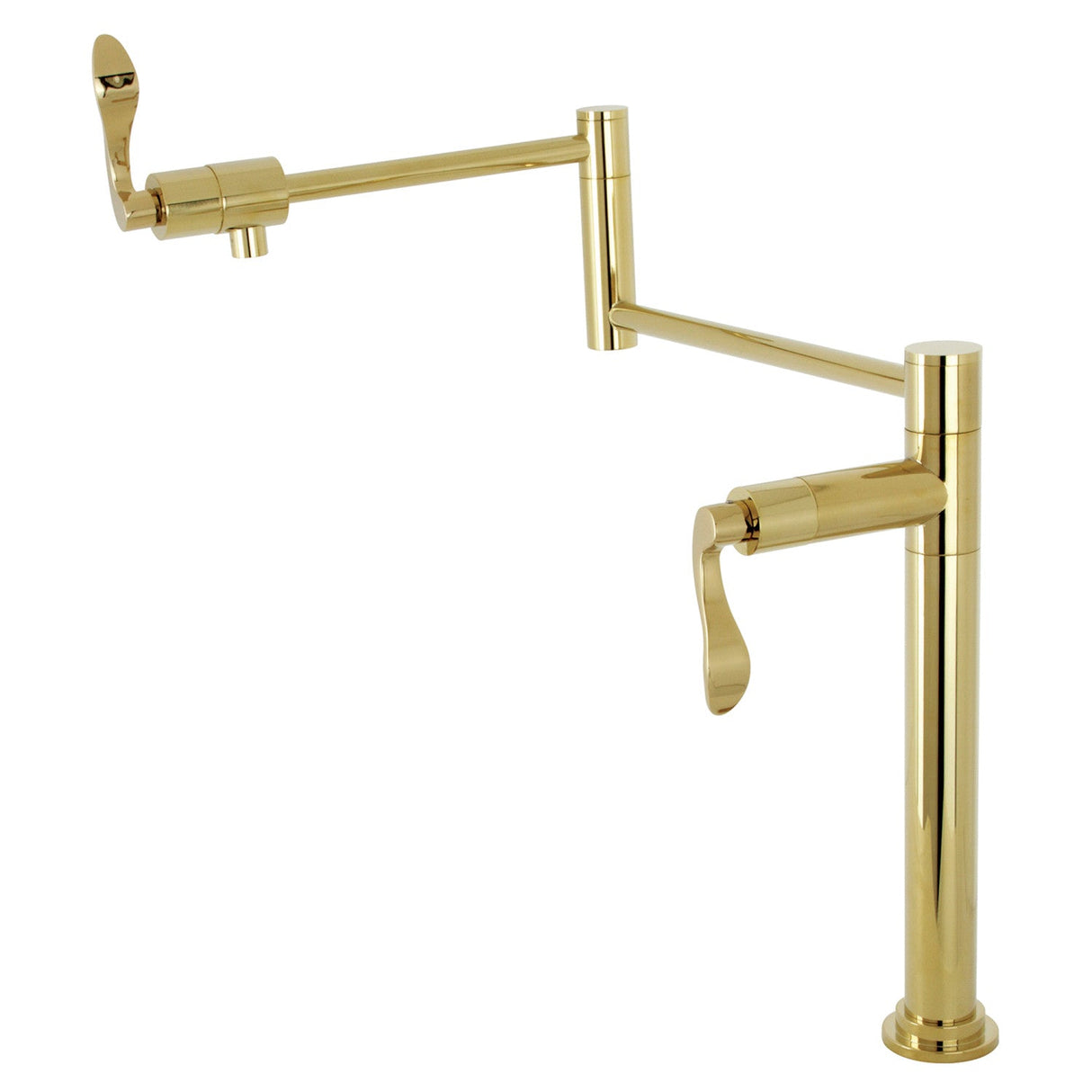 NuWave KS4702DFL Single-Hole Deck Mount Pot Filler, Polished Brass