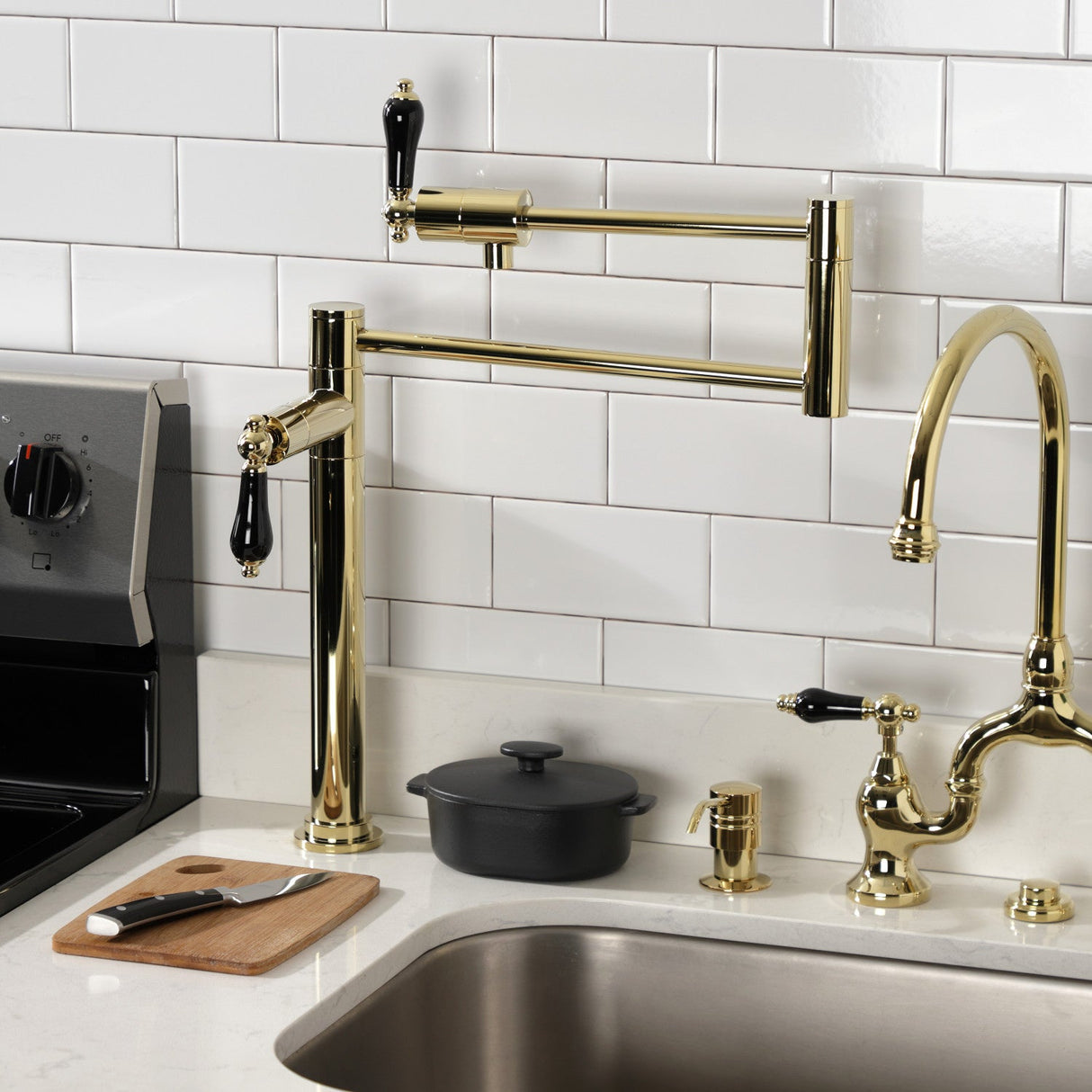 Duchess KS4702PKL Single-Hole Deck Mount Pot Filler, Polished Brass