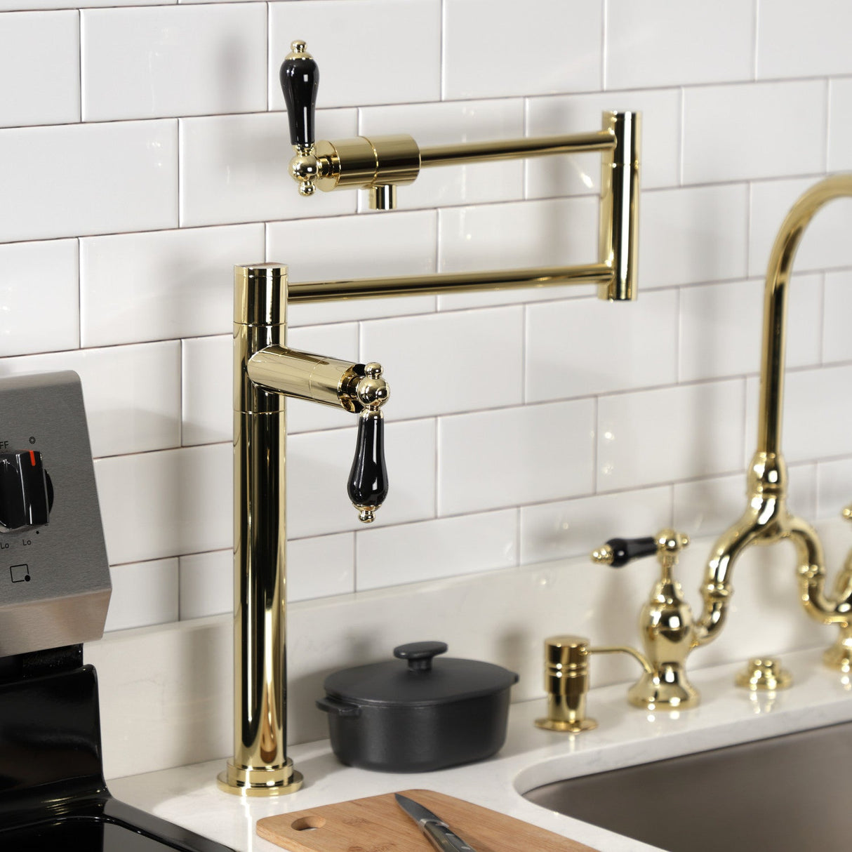 Duchess KS4702PKL Single-Hole Deck Mount Pot Filler, Polished Brass