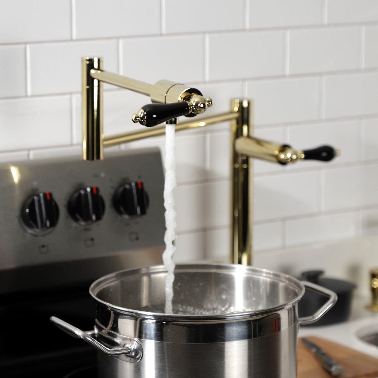 Duchess KS4702PKL Single-Hole Deck Mount Pot Filler, Polished Brass