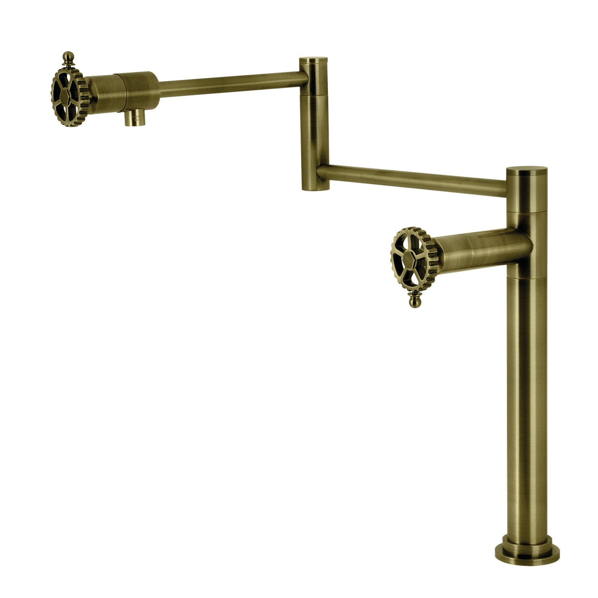 Fuller KS4703CG Two-Handle Deck Mount Pot Filler, Antique Brass