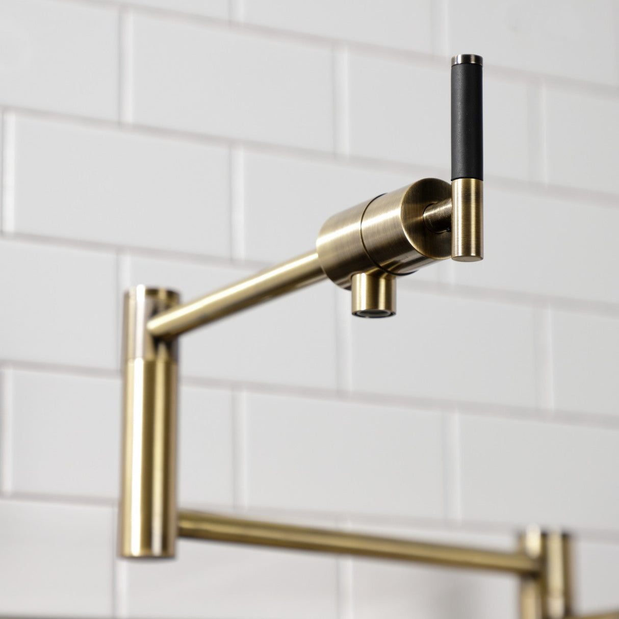 Kaiser KS4703CKL Single-Hole Deck Mount Pot Filler, Antique Brass