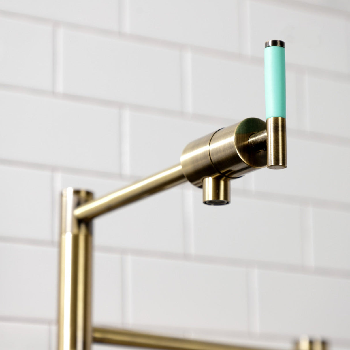 Kaiser KS4703CKL Single-Hole Deck Mount Pot Filler, Antique Brass