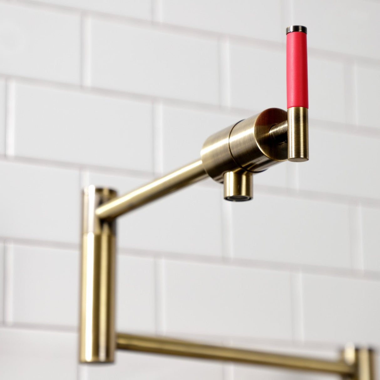 Kaiser KS4703CKL Single-Hole Deck Mount Pot Filler, Antique Brass