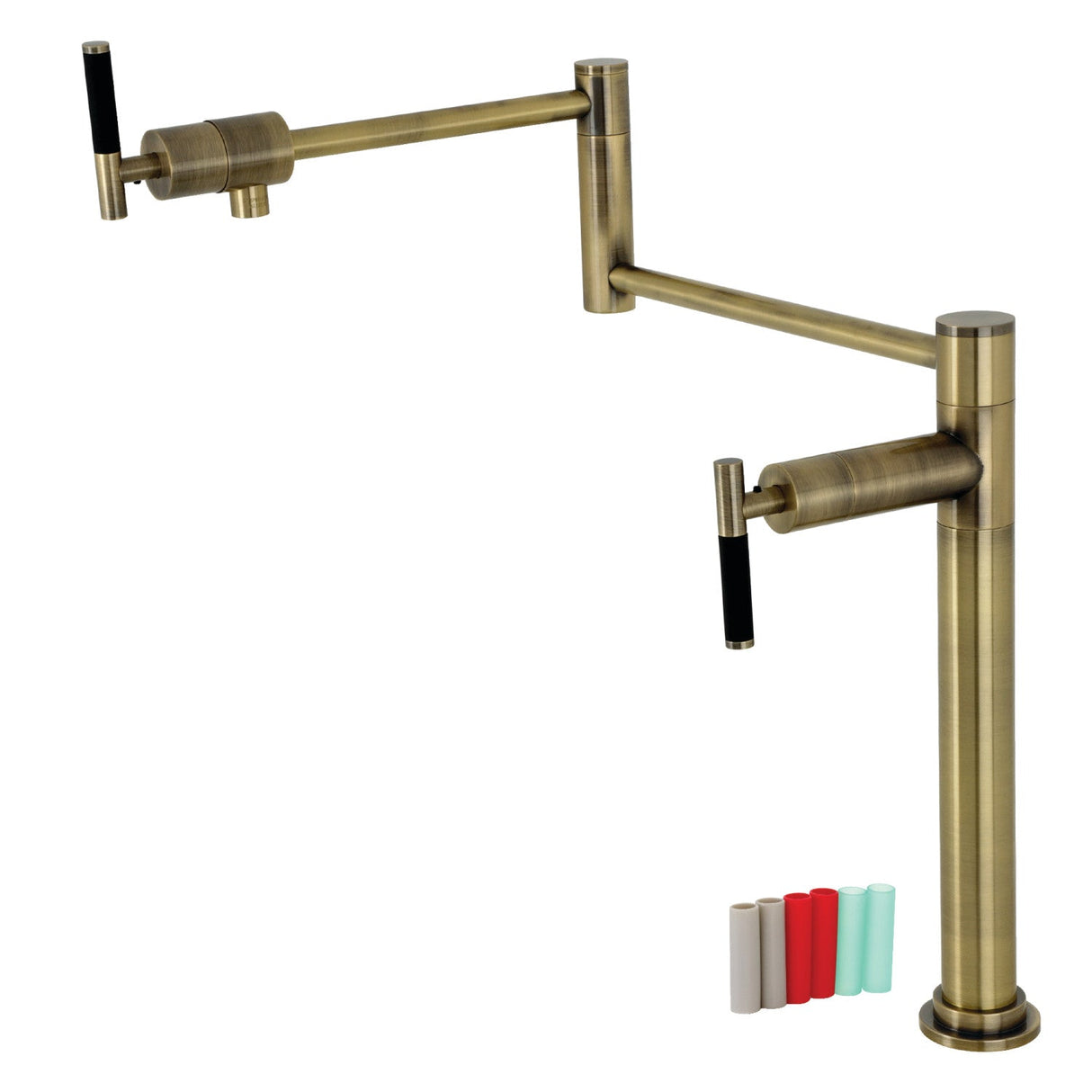 Kaiser KS4703CKL Single-Hole Deck Mount Pot Filler, Antique Brass