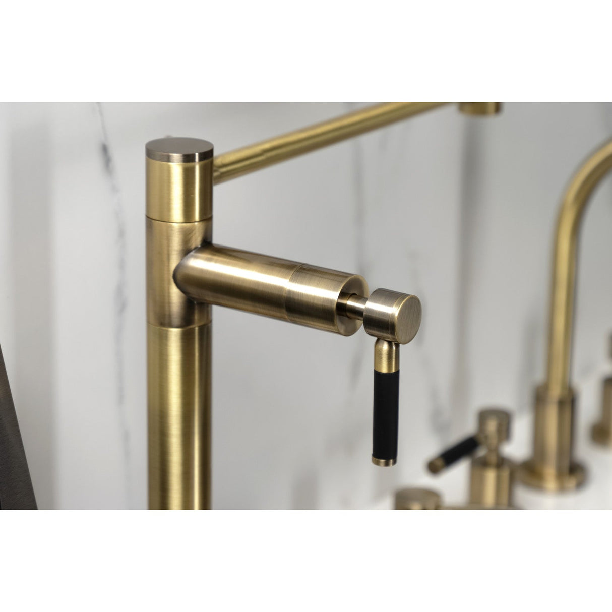 Kaiser KS4703DKL Single-Hole Deck Mount Pot Filler, Antique Brass