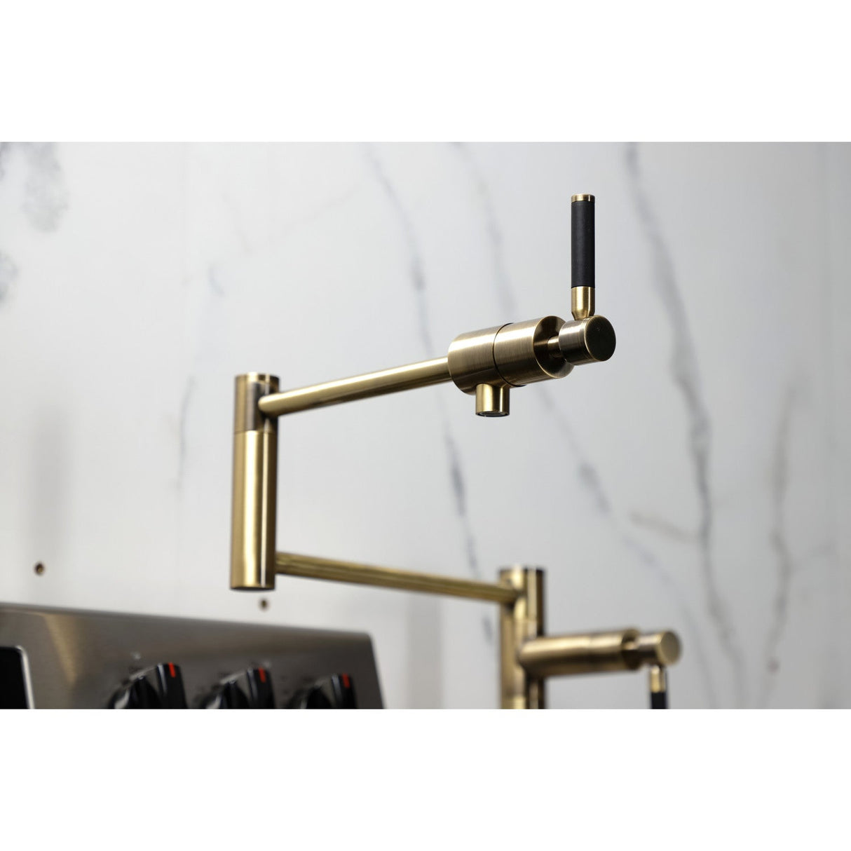 Kaiser KS4703DKL Single-Hole Deck Mount Pot Filler, Antique Brass