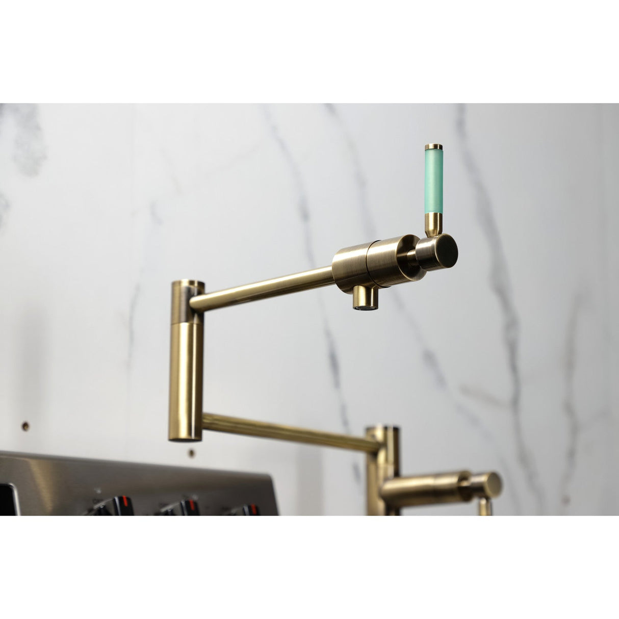 Kaiser KS4703DKL Single-Hole Deck Mount Pot Filler, Antique Brass