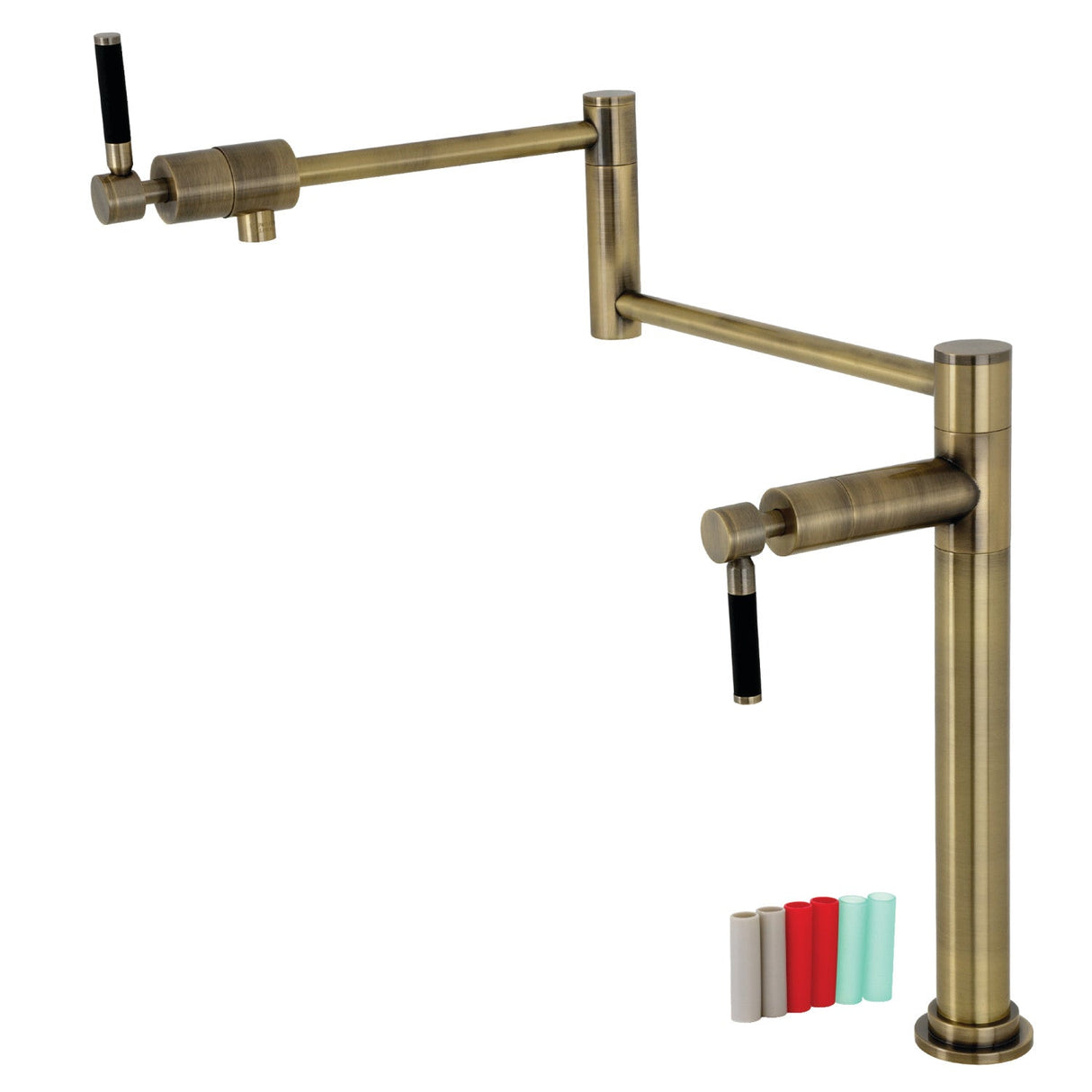 Kaiser KS4703DKL Single-Hole Deck Mount Pot Filler, Antique Brass
