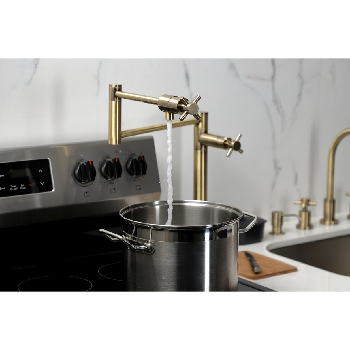 Concord KS4703DX Single-Hole Deck Mount Pot Filler, Antique Brass