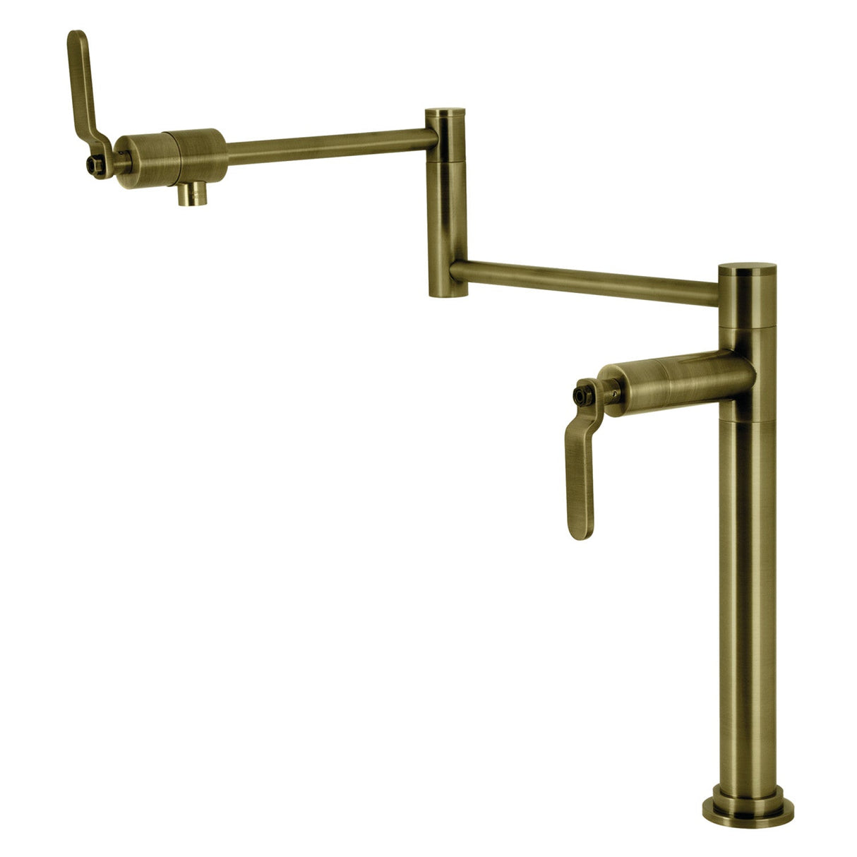Whitaker KS4703KL Two-Handle Deck Mount Pot Filler, Antique Brass