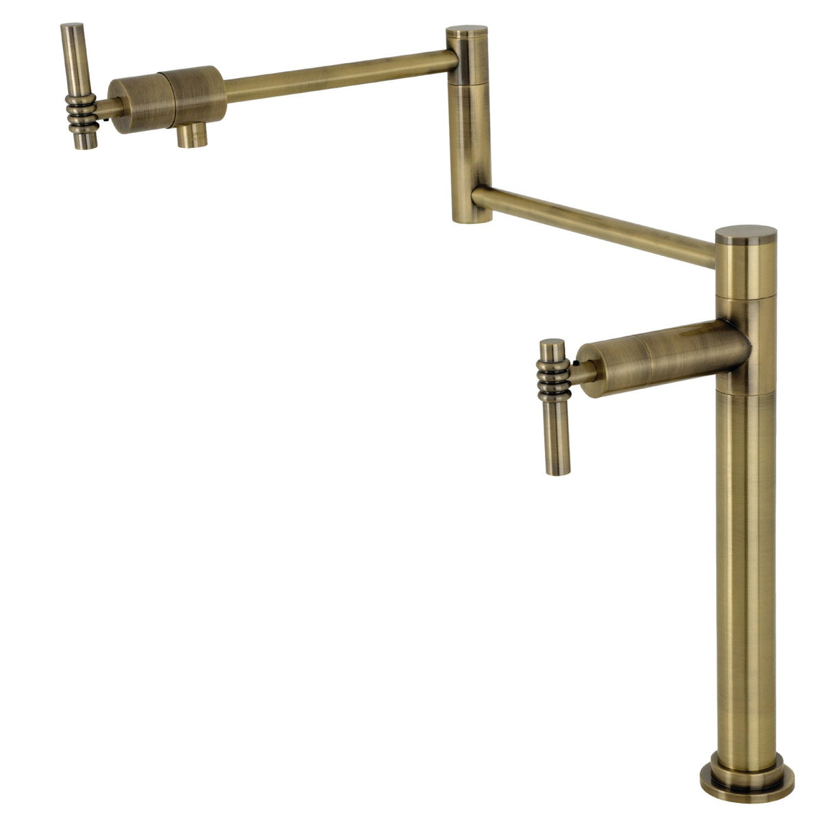 Milano KS4703ML Single-Hole Deck Mount Pot Filler, Antique Brass