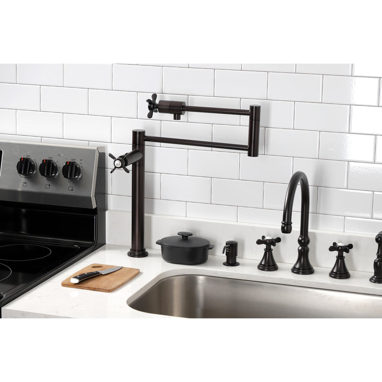 Essex KS4705BEX Single-Hole Deck Mount Pot Filler, Oil Rubbed Bronze