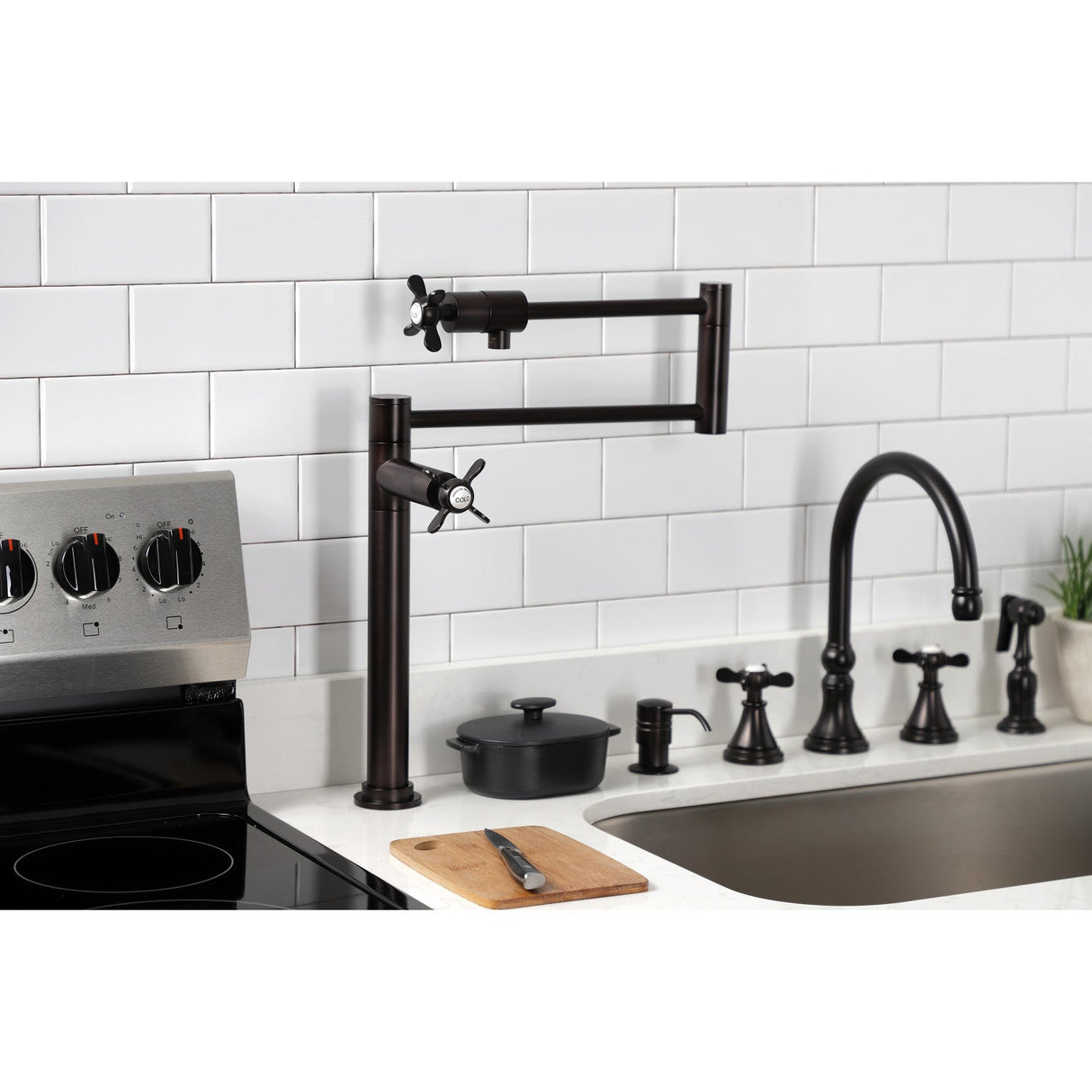 Essex KS4705BEX Single-Hole Deck Mount Pot Filler, Oil Rubbed Bronze
