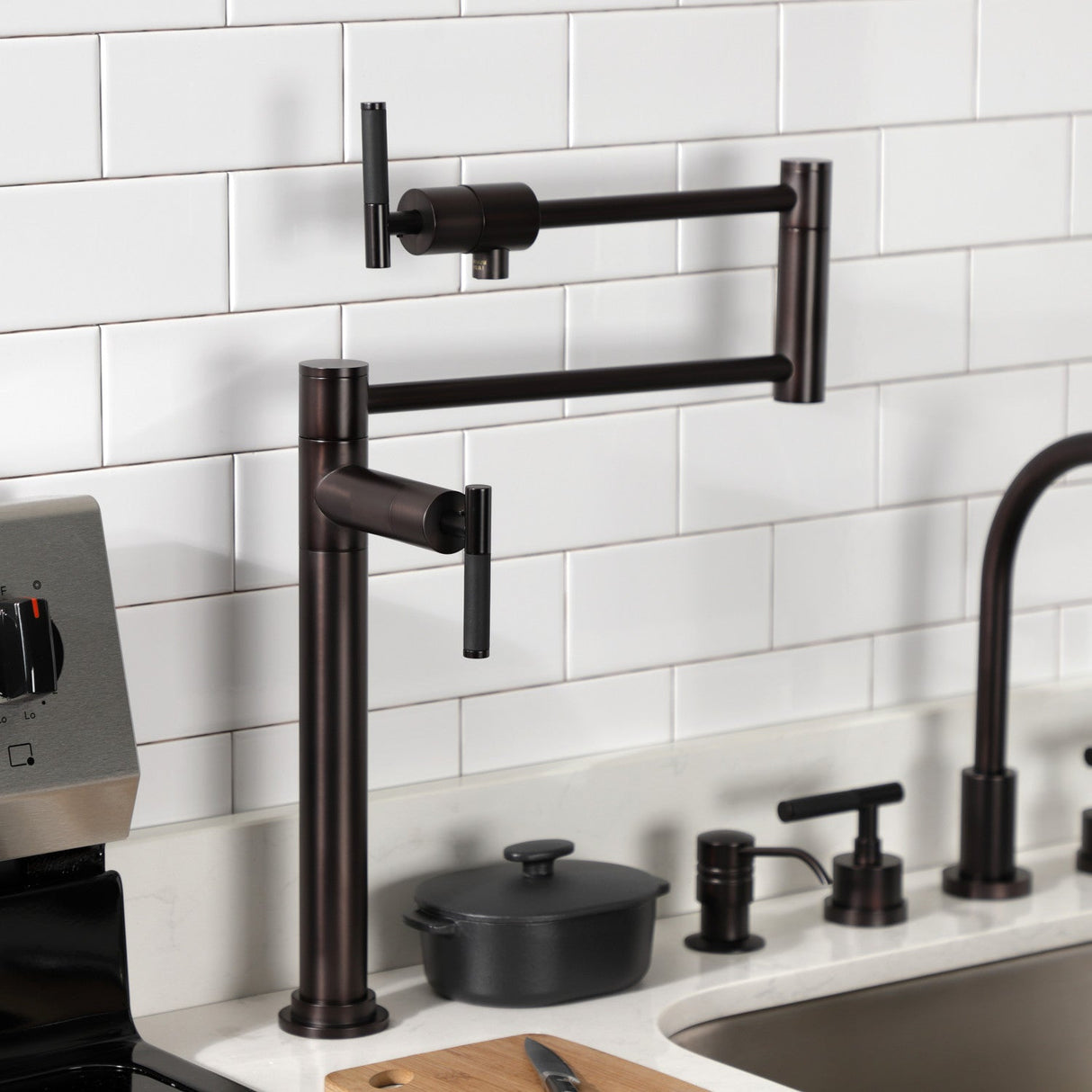 Kaiser KS4705CKL Single-Hole Deck Mount Pot Filler, Oil Rubbed Bronze