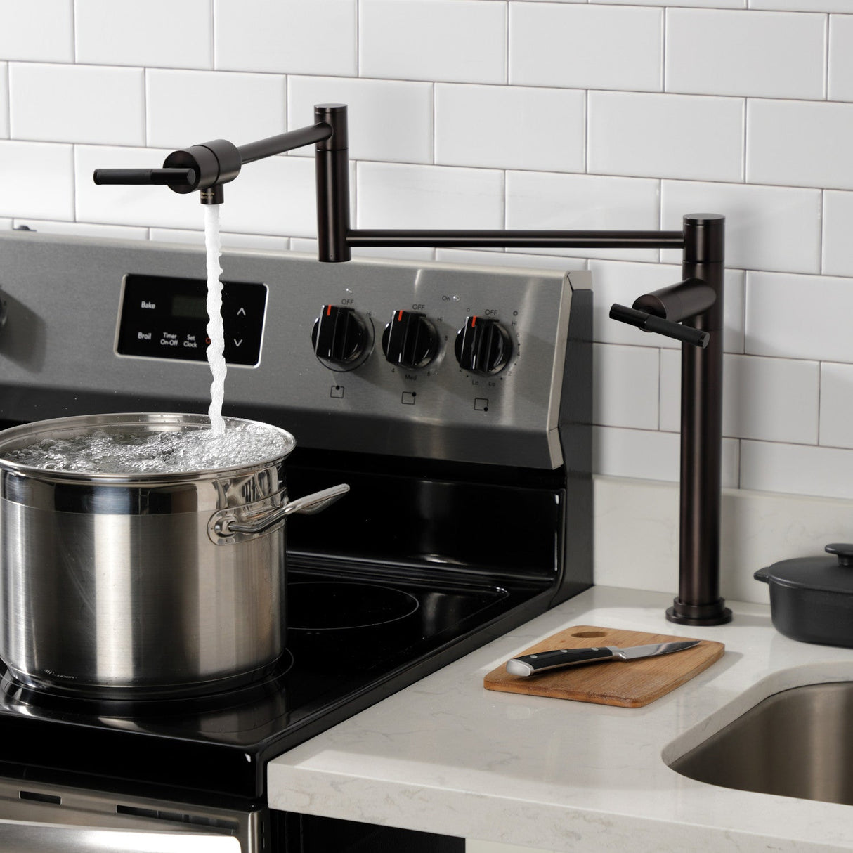 Kaiser KS4705CKL Single-Hole Deck Mount Pot Filler, Oil Rubbed Bronze