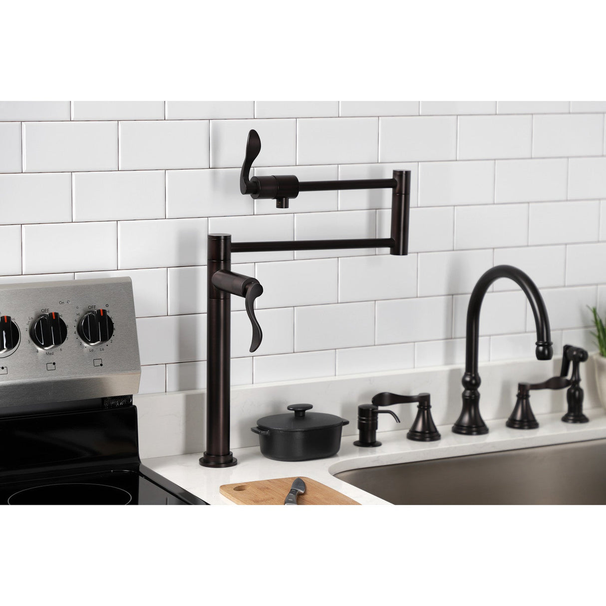 NuWave KS4705DFL Single-Hole Deck Mount Pot Filler, Oil Rubbed Bronze