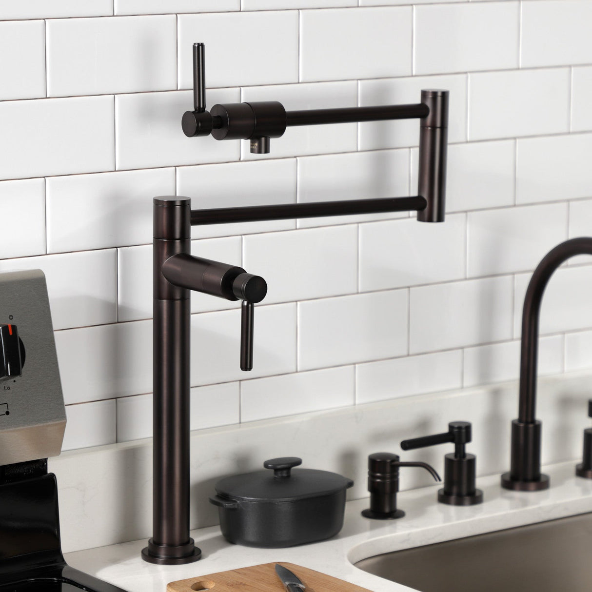 Concord KS4705DL Single-Hole Deck Mount Pot Filler, Oil Rubbed Bronze