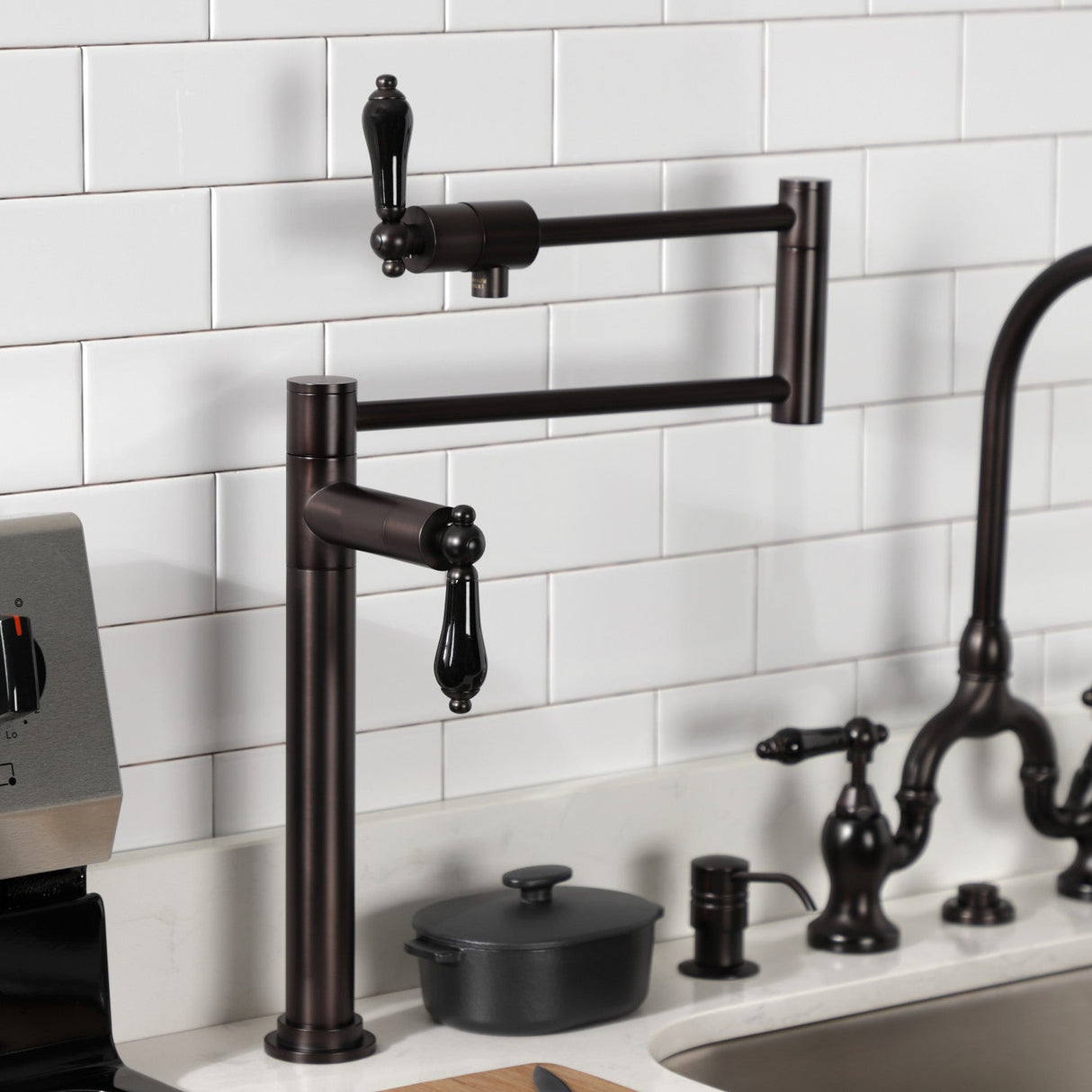 Duchess KS4705PKL Single-Hole Deck Mount Pot Filler, Oil Rubbed Bronze