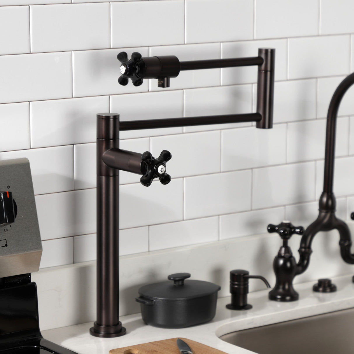 Duchess KS4705PKX Single-Hole Deck Mount Pot Filler, Oil Rubbed Bronze