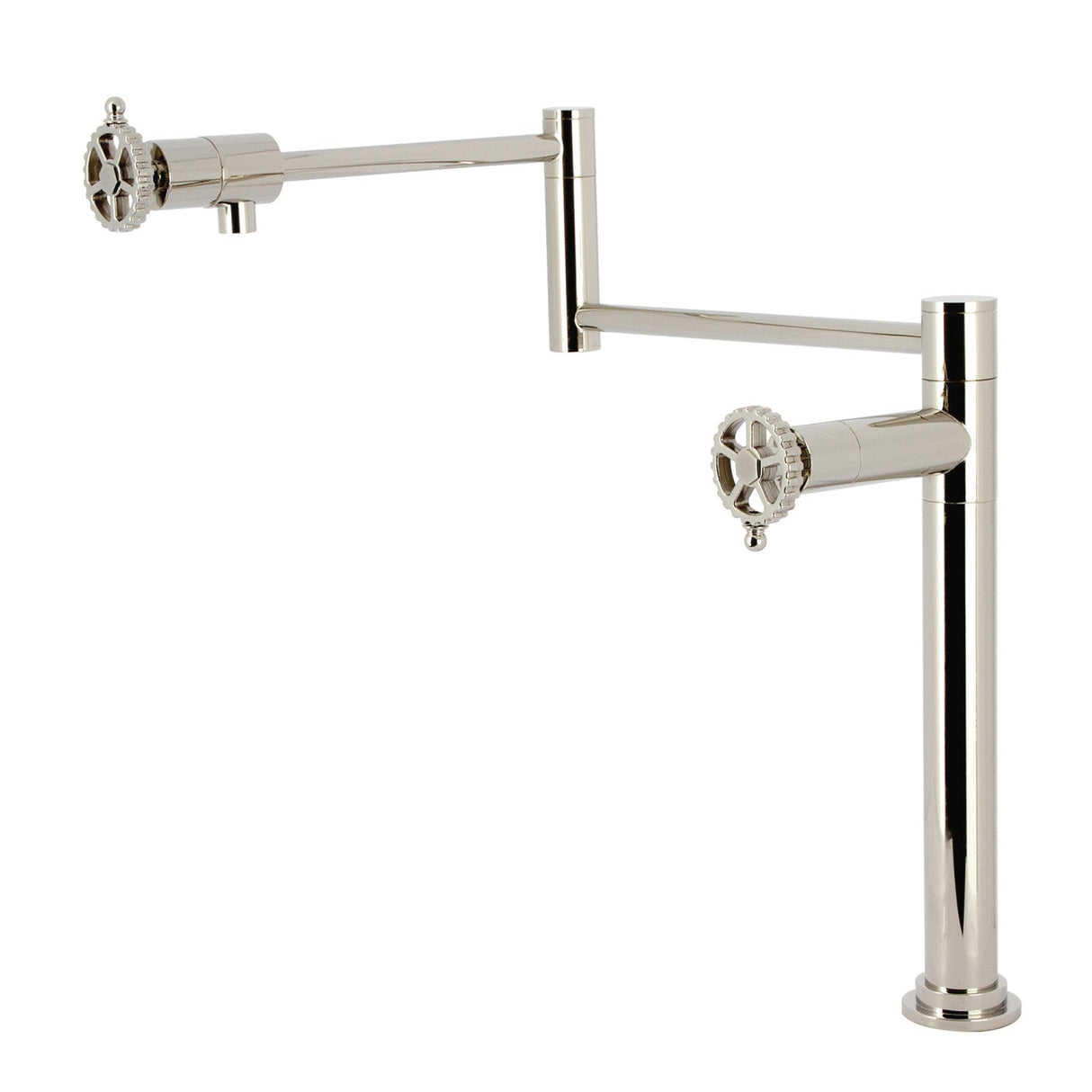 Fuller KS4706CG Two-Handle Deck Mount Pot Filler, Polished Nickel