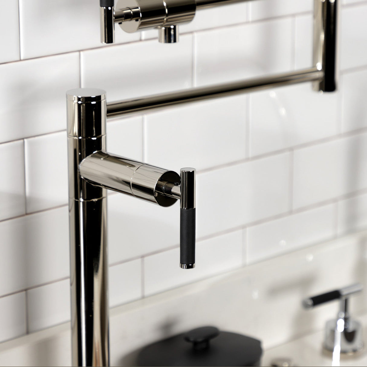 Kaiser KS4706CKL Single-Hole Deck Mount Pot Filler, Polished Nickel