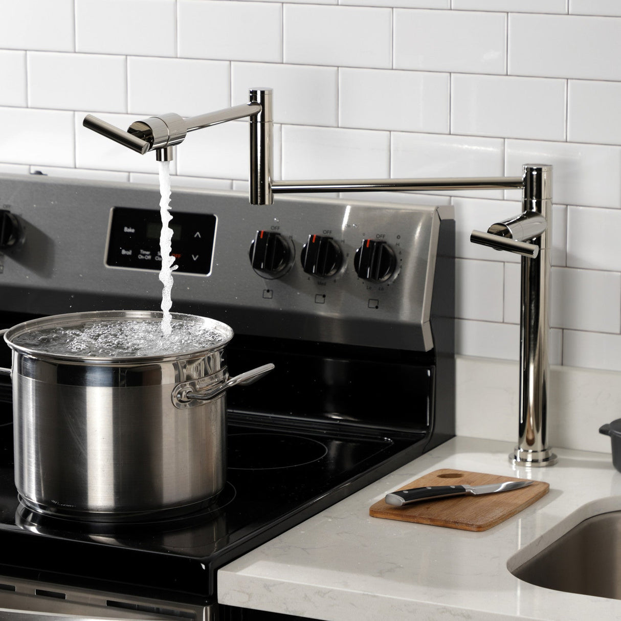 Manhattan KS4706CML Single-Hole Deck Mount Pot Filler, Polished Nickel