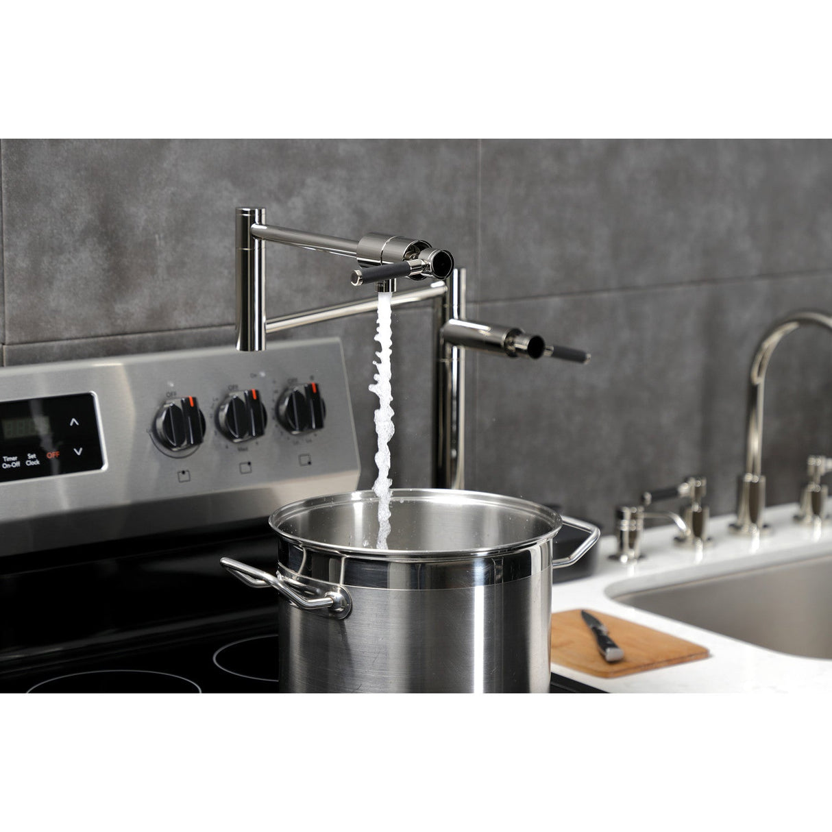 Kaiser KS4706DKL Single-Hole Deck Mount Pot Filler, Polished Nickel