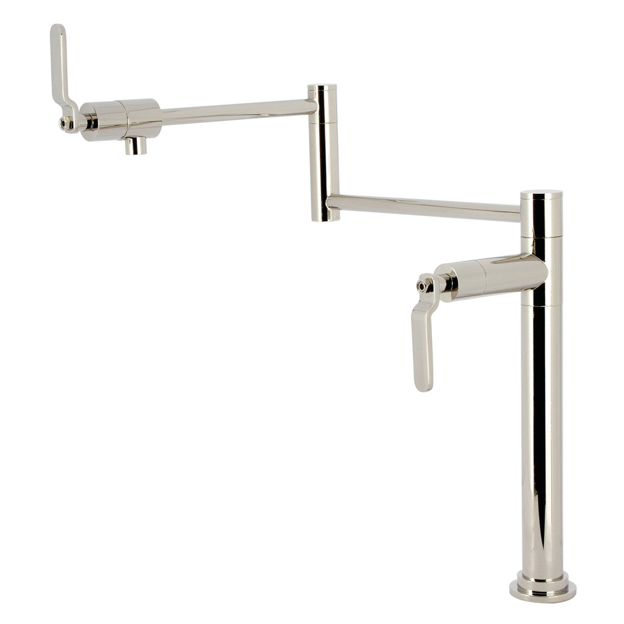 Whitaker KS4706KL Two-Handle Deck Mount Pot Filler, Polished Nickel
