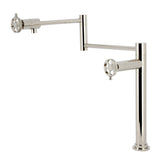 Webb KS4706RKX Two-Handle 1-Hole Deck Mount Pot Filler Faucet with Knurled Handle, Polished Nickel