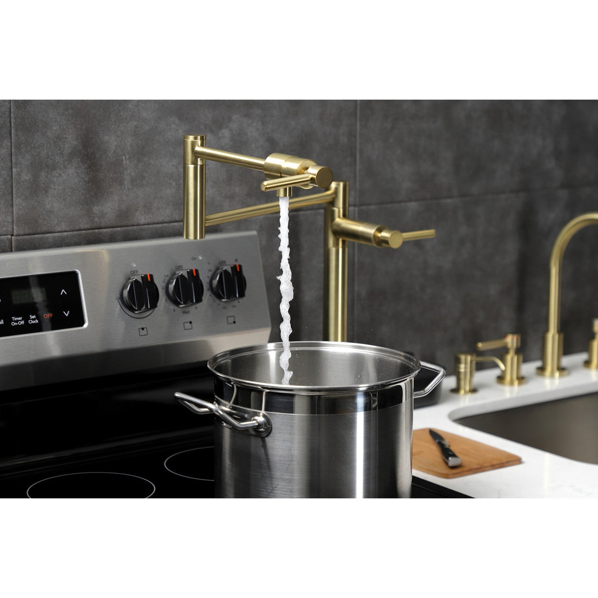 Concord KS4707DL Single-Hole Deck Mount Pot Filler, Brushed Brass