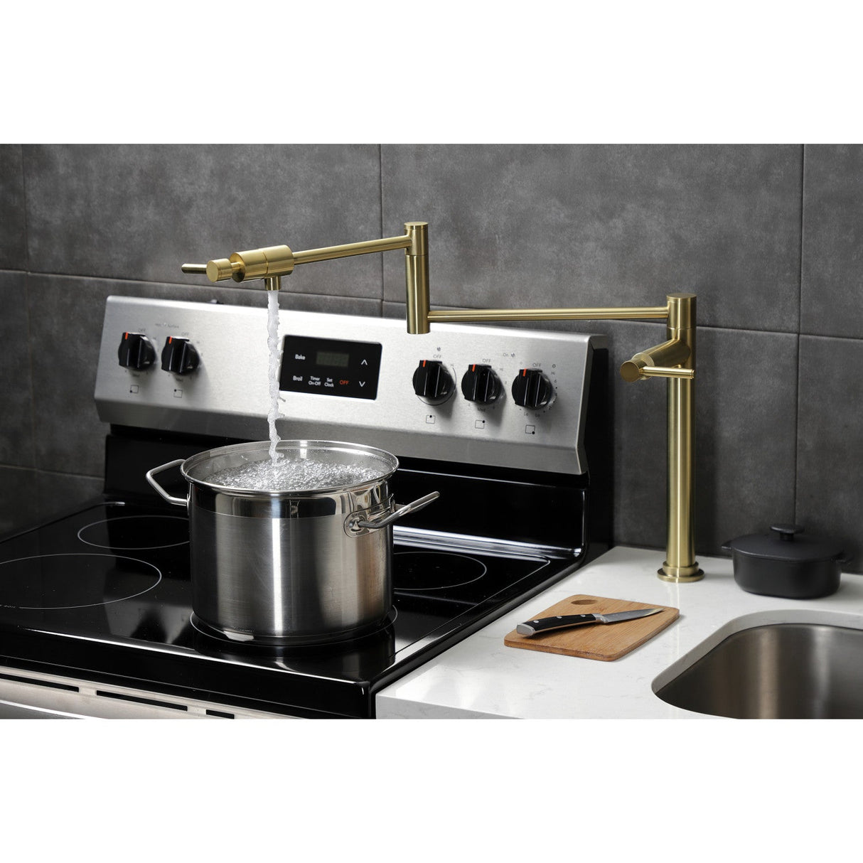 Concord KS4707DL Single-Hole Deck Mount Pot Filler, Brushed Brass