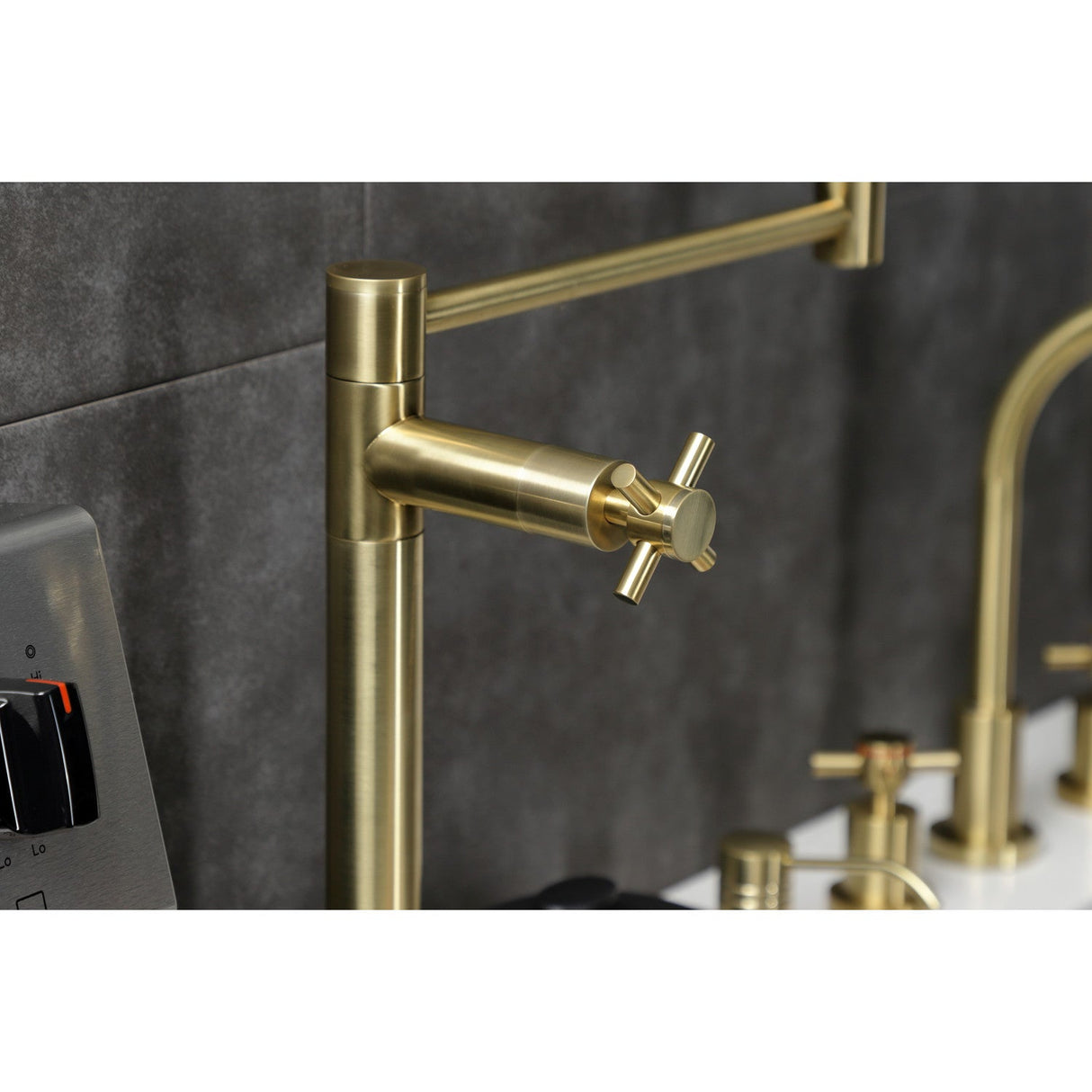 Concord KS4707DX Single-Hole Deck Mount Pot Filler, Brushed Brass
