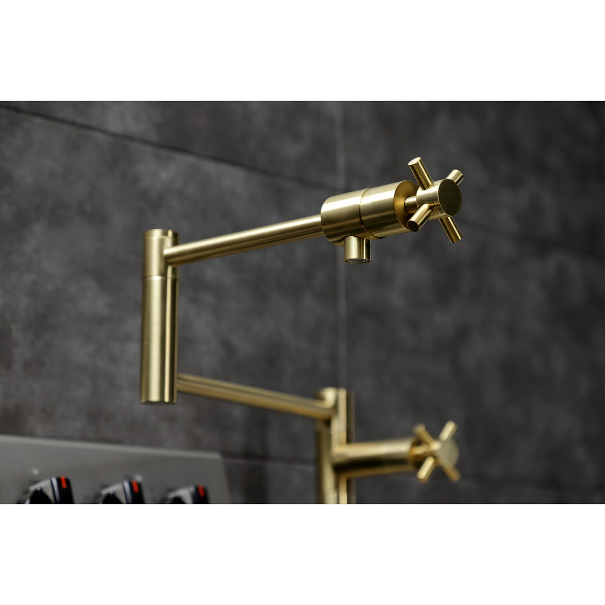 Concord KS4707DX Single-Hole Deck Mount Pot Filler, Brushed Brass