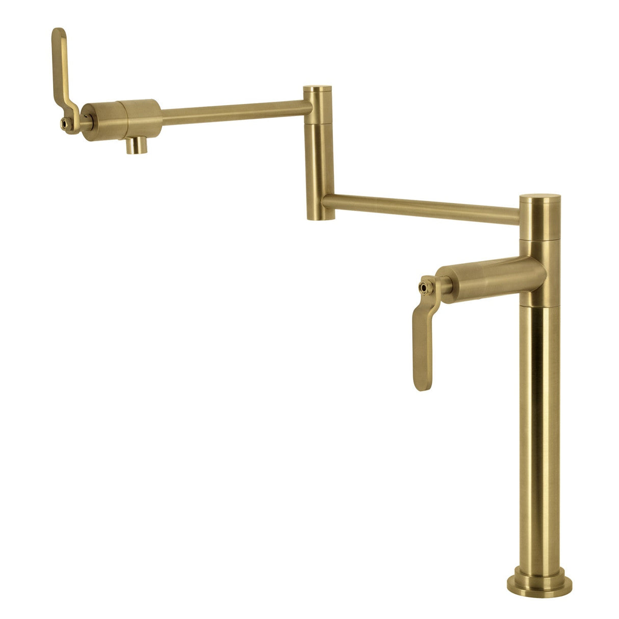 Whitaker KS4707KL Two-Handle Deck Mount Pot Filler, Brushed Brass
