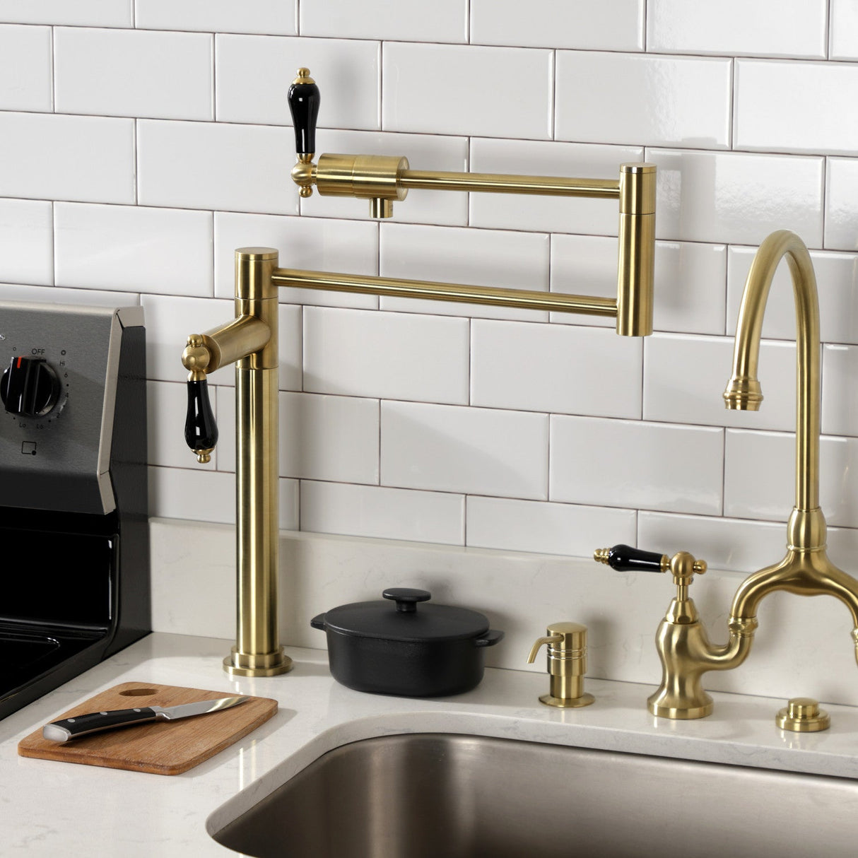 Duchess KS4707PKL Single-Hole Deck Mount Pot Filler, Brushed Brass