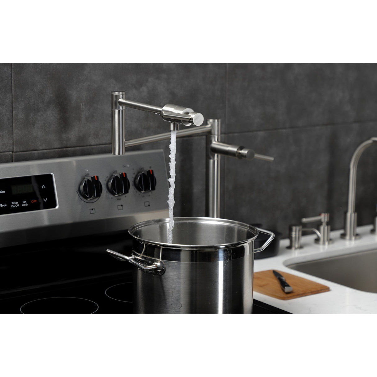 Concord KS4708DL Single-Hole Deck Mount Pot Filler, Brushed Nickel