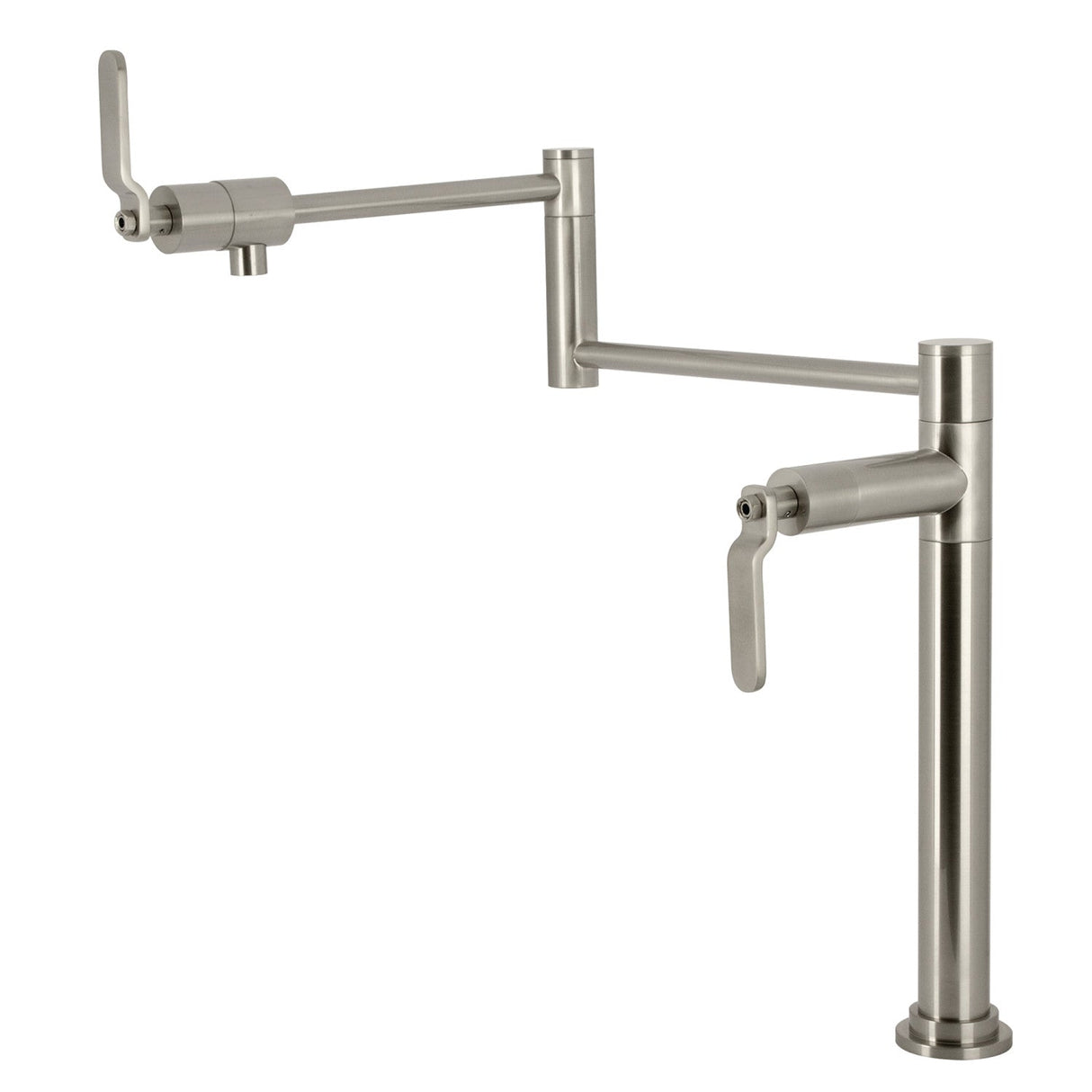 Whitaker KS4708KL Two-Handle Deck Mount Pot Filler, Brushed Nickel