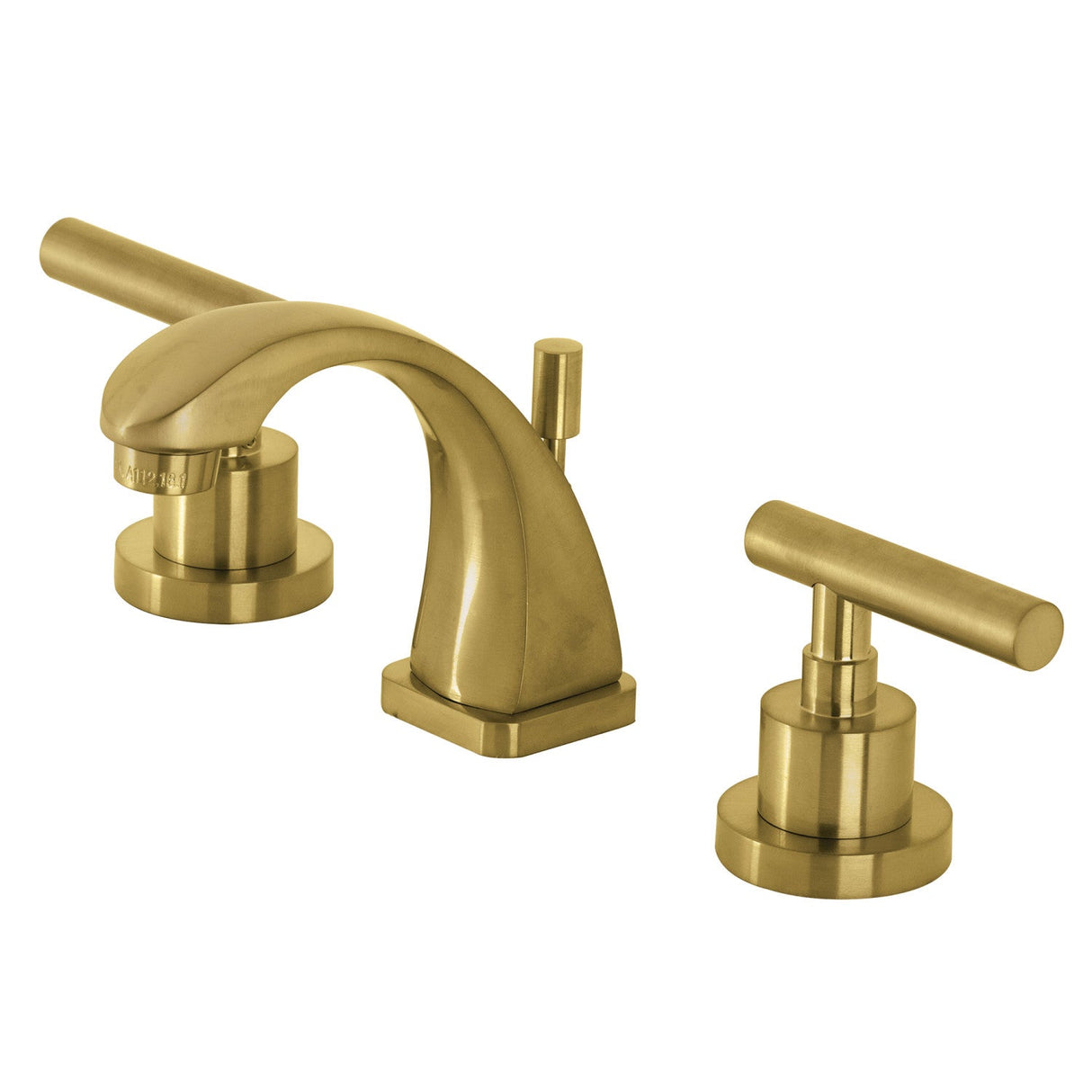 Manhattan KS4947CML Two-Handle 3-Hole Deck Mount Widespread Bathroom Faucet with Brass Pop-Up, Brushed Brass