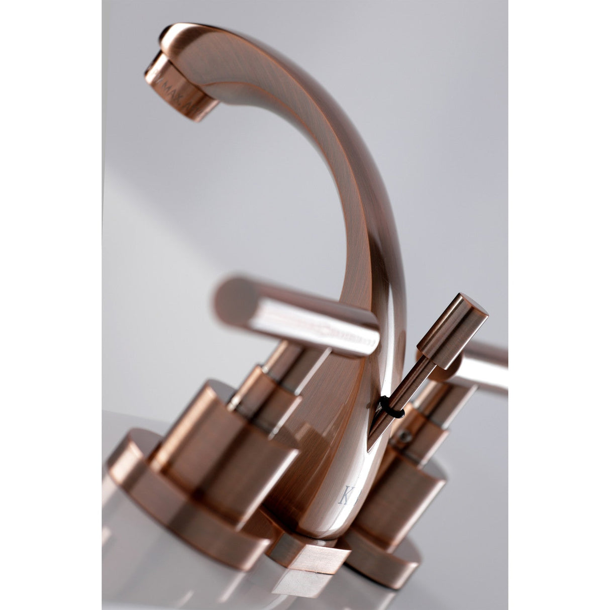 Manhattan KS494CMLAC Two-Handle 3-Hole Deck Mount Widespread Bathroom Faucet with Brass Pop-Up, Antique Copper