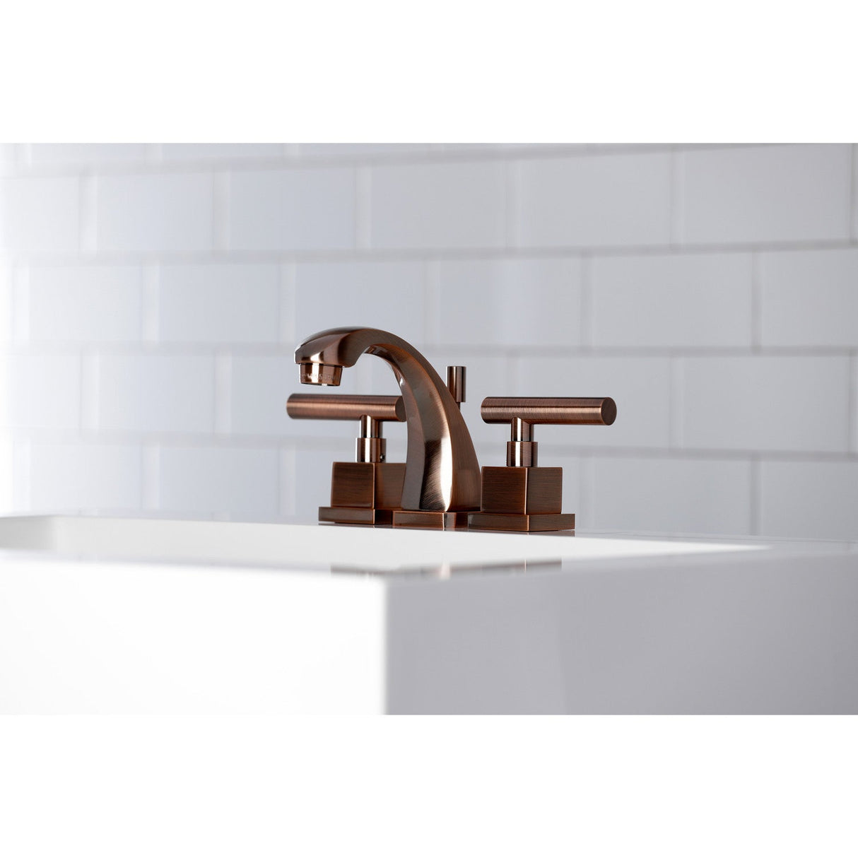 Claremont KS494CQLAC Two-Handle 3-Hole Deck Mount Widespread Bathroom Faucet with Brass Pop-Up, Antique Copper