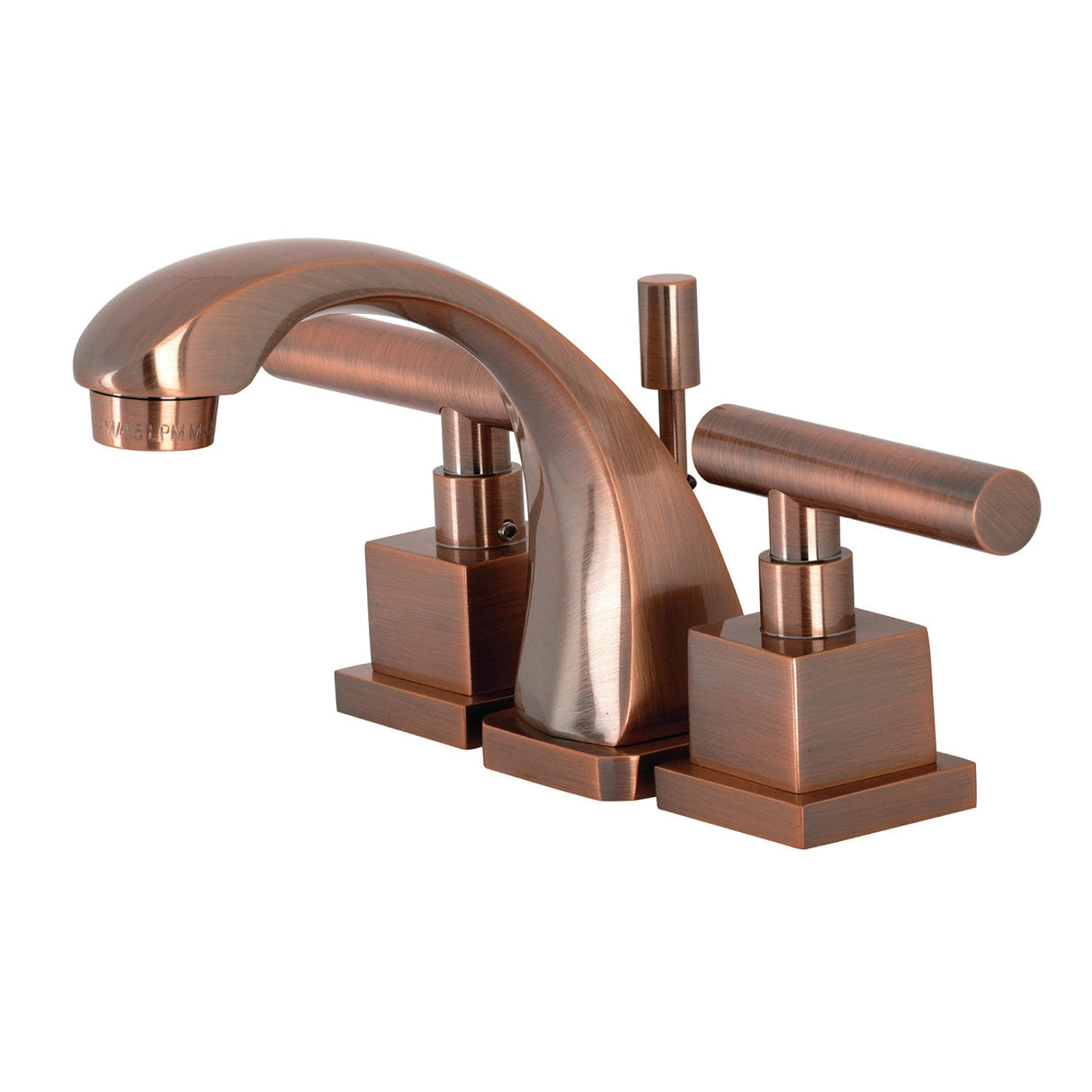 Claremont KS494CQLAC Two-Handle 3-Hole Deck Mount Widespread Bathroom Faucet with Brass Pop-Up, Antique Copper
