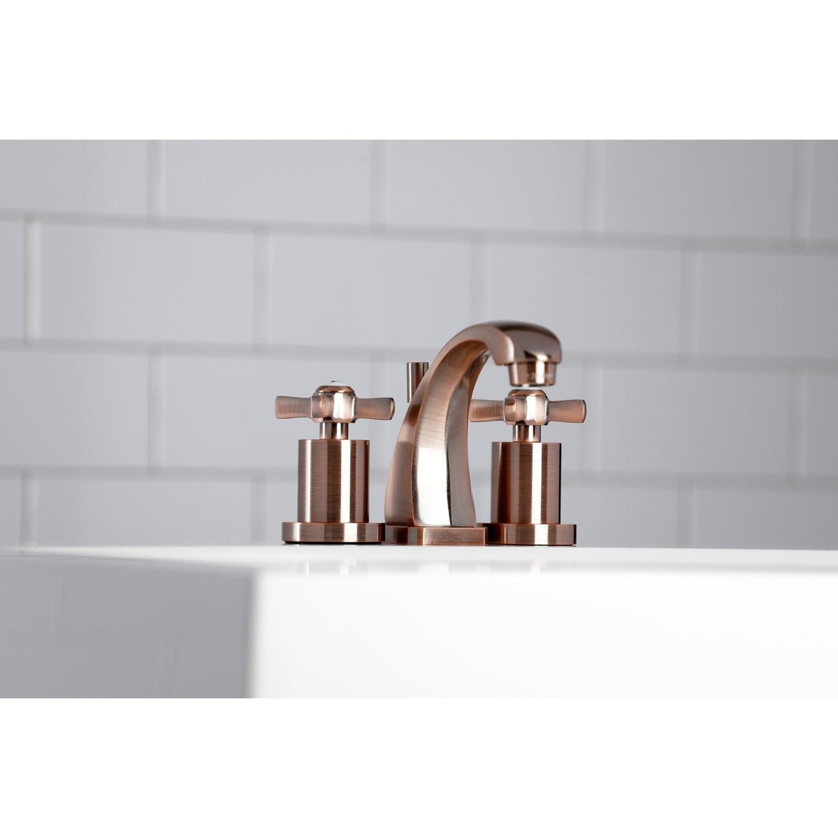 Millennium KS494ZXAC Two-Handle 3-Hole Deck Mount Widespread Bathroom Faucet with Brass Pop-Up, Antique Copper