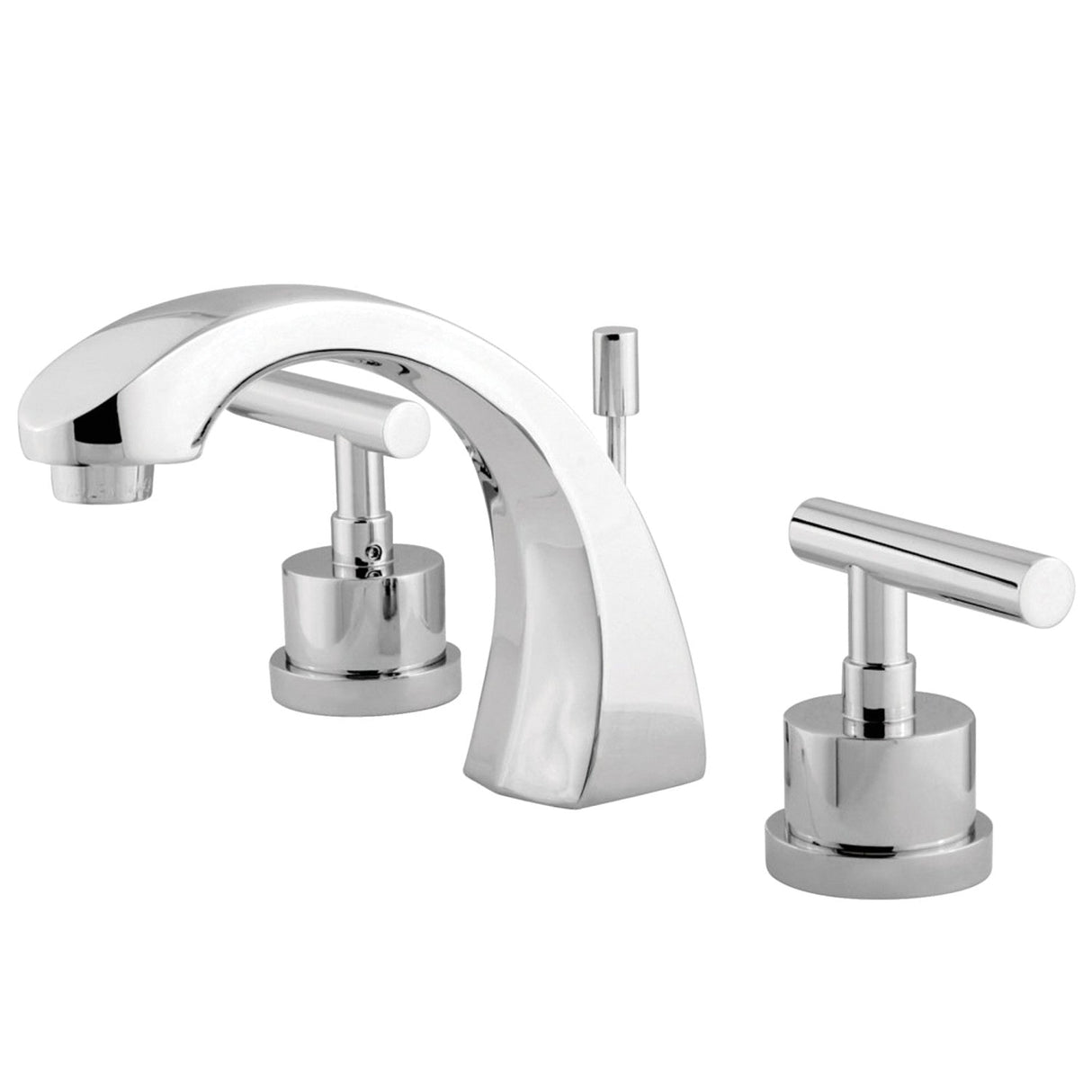 Manhattan KS4981CML Two-Handle 3-Hole Deck Mount Widespread Bathroom Faucet with Brass Pop-Up, Polished Chrome