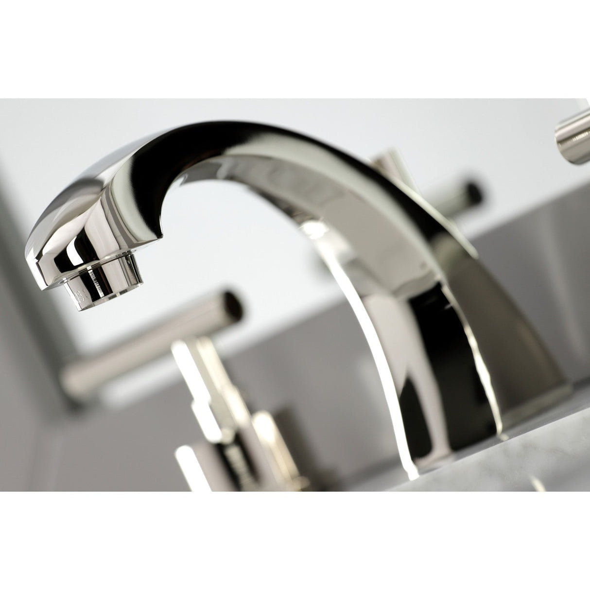 Manhattan KS4986CML Two-Handle 3-Hole Deck Mount Widespread Bathroom Faucet with Brass Pop-Up, Polished Nickel