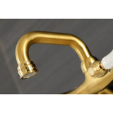 Kingston KS512SB Two-Handle 2-Hole Wall Mount Bar Faucet, Brushed Brass
