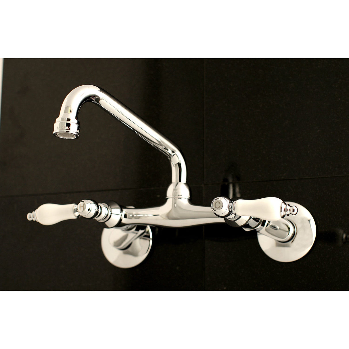 Kingston KS513C Two-Handle 2-Hole Wall Mount Kitchen Faucet, Polished Chrome