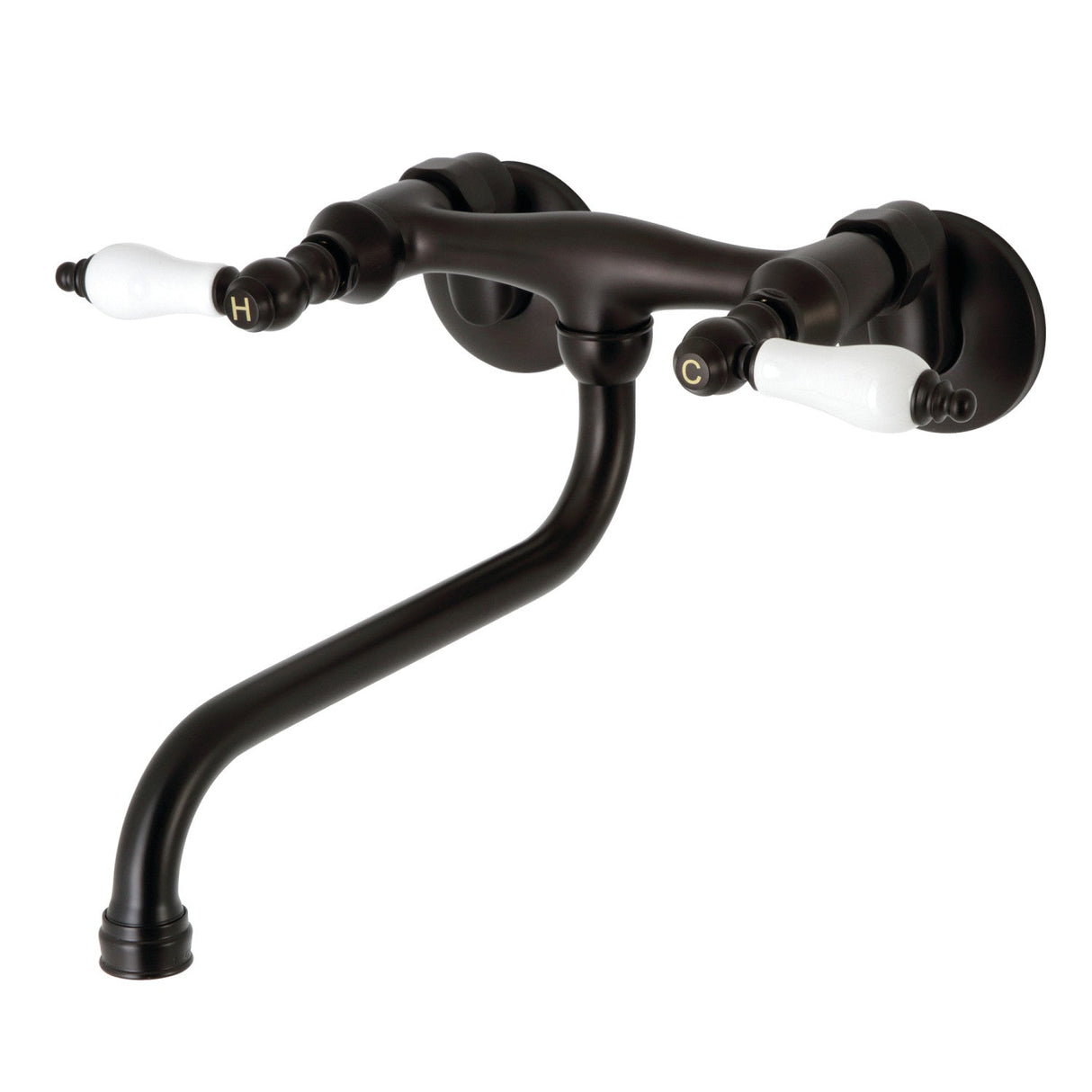 Kingston KS515ORB Two-Handle 2-Hole Wall Mount Bathroom Faucet, Oil Rubbed Bronze