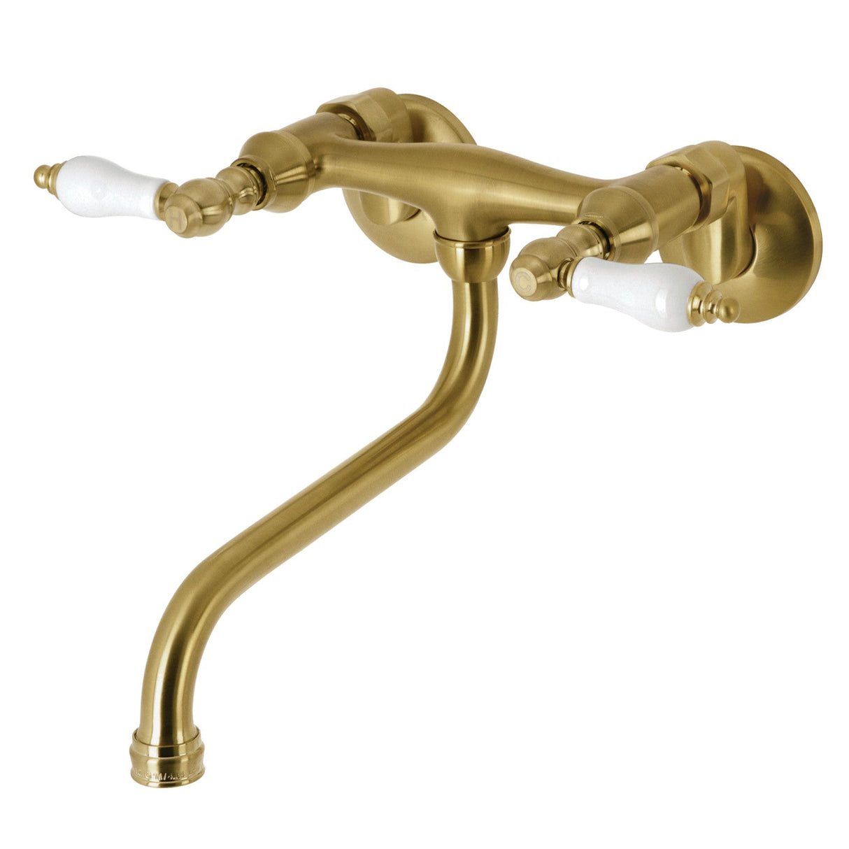 Kingston KS515SB Two-Handle 2-Hole Wall Mount Bathroom Faucet, Brushed Brass
